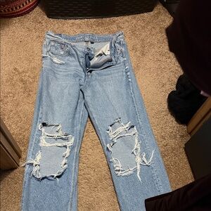 American Eagle Outfitters Light Blue Ripped Boyfriend Jeans